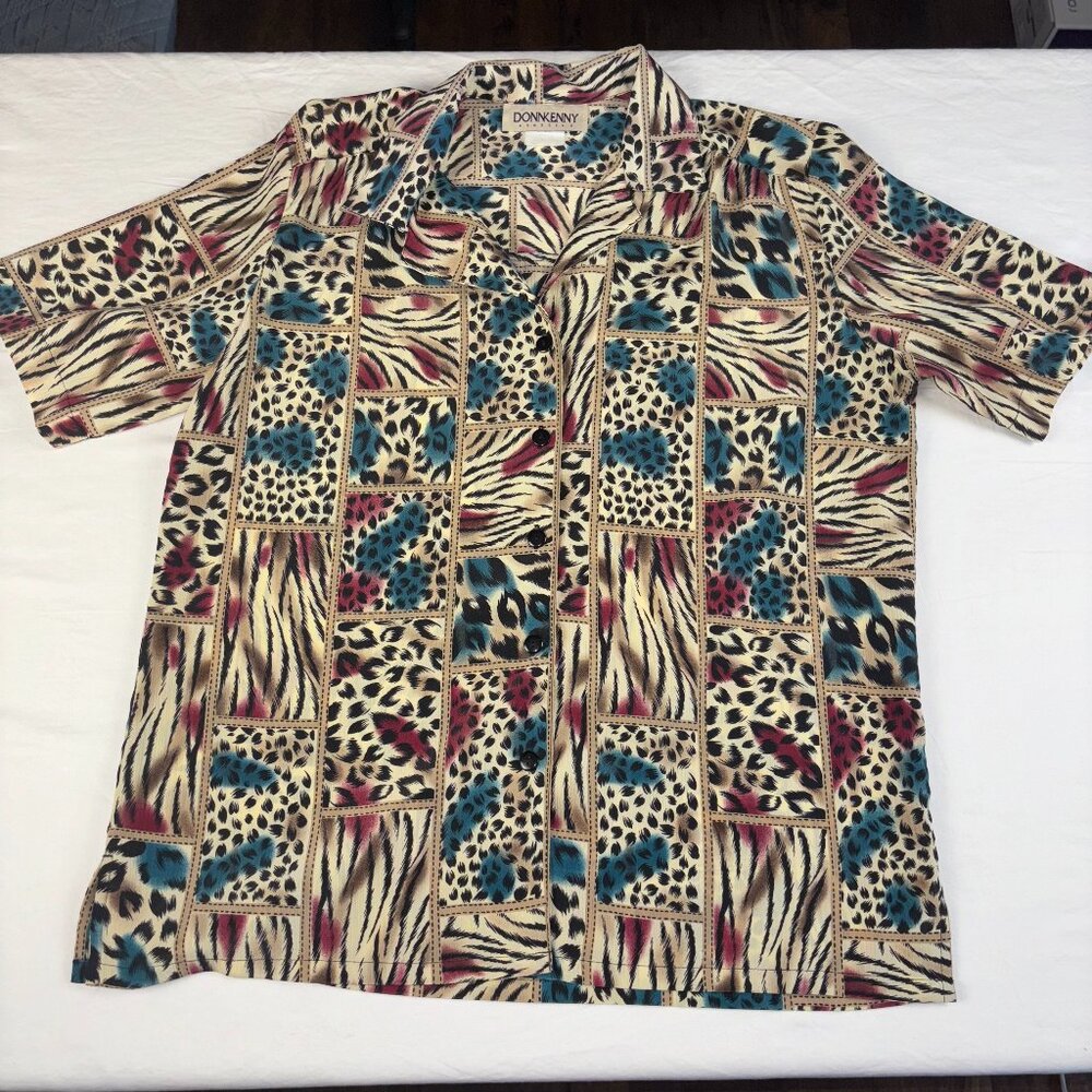 Vintage Animal Print Button-Up Shirt